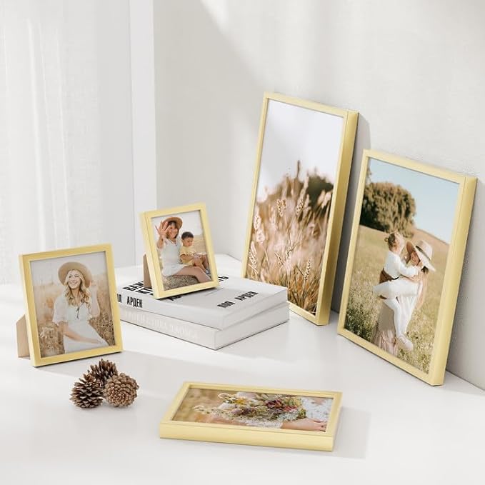 4x5 Metal Picture Frame - Gold Aluminum Picture Frames with Real Glass for Wall Hanging or Tabletop, Horizontally or Vertically, 4 x 5 Wall Gallery Poster Photo Frames for 4 by 5 Photo, Gold