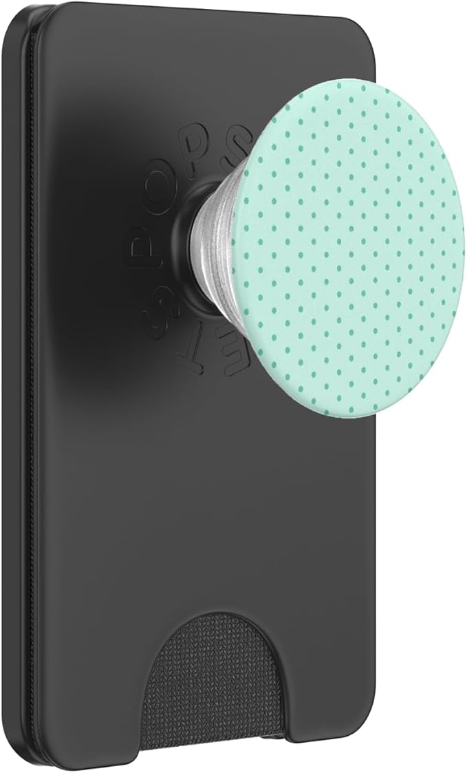 Mint Green Polka Dot Pattern PopSockets PopWallet for MagSafe