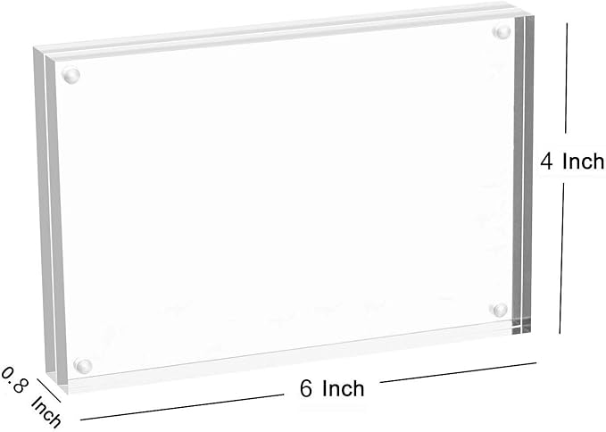 Meetu Acrylic Picture Frame 4x6 Tabletop Photo Frame Magnetic Double Sided Frame Free Standing Desktop for Display Document, Certificate, Photograph, Artwork in Office Room