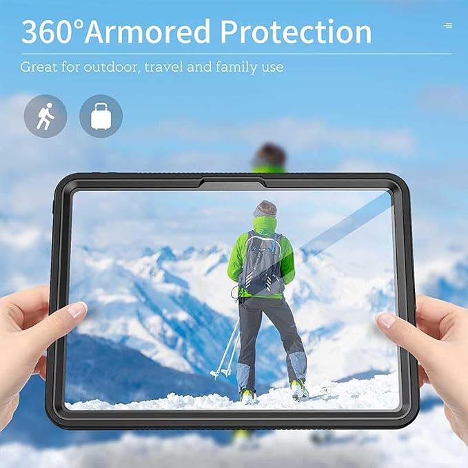 Compatible for iPad Pro 13 inch Case M4 M5 2024/2025【IP68 Waterproof】 Clear with Lanyard 【Built-in Screen Protector】 Rugged Cover Dustproof Underwater Diving Dust Shockproof Drop