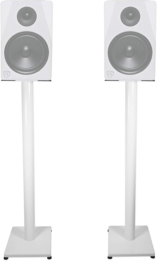 Rockville Pair RS37W V2 37" Steel Bookshelf Speaker/Studio Monitor Stands, 60 lbs Capacity, Cable Management, Anti-Vibration Pads, Adjustable Feet, for Home Audio and Studio Monitoring