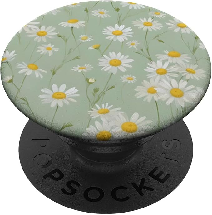 Daisy Flower Floral Sage Green PopSockets Adhesive PopGrip
