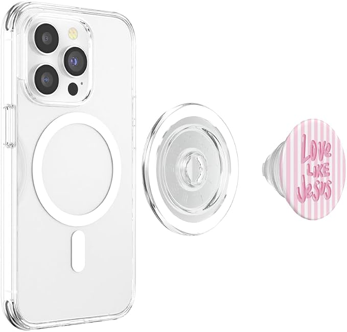 Light Pink White Stripes Christian Bible Love Like Jesus PopSockets PopGrip for MagSafe