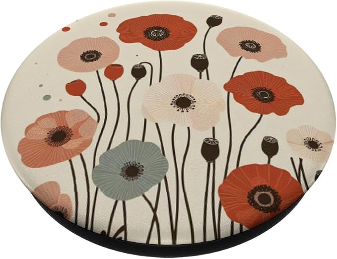 retro vintag minimal poppy flower boho floral cute aesthetic PopSockets MagSafe PopGrip for iPhone
