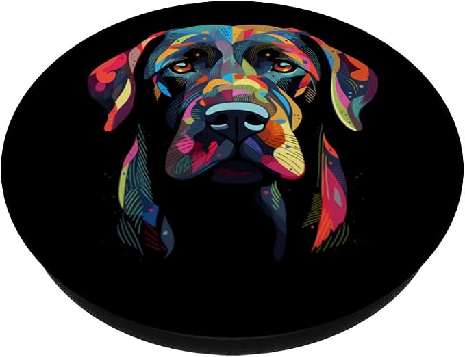 Labrador Retriever Colorful Dog Face Funny Lab Lover Black PopSockets Adhesive PopGrip