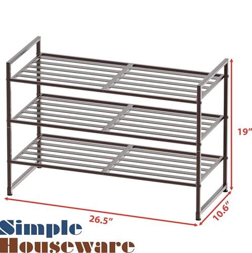 Simple Houseware 3-Tier Stackable Metal Panel Shoes Rack, Bronze - color: Bronze, style: Metal Panel