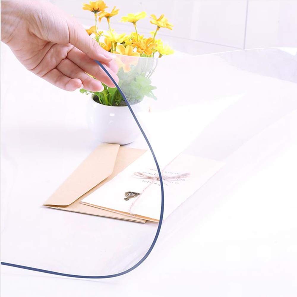 NECAUX Clear PVC Table Cover Protector 17 x 36 Inch 1.5mm Thick