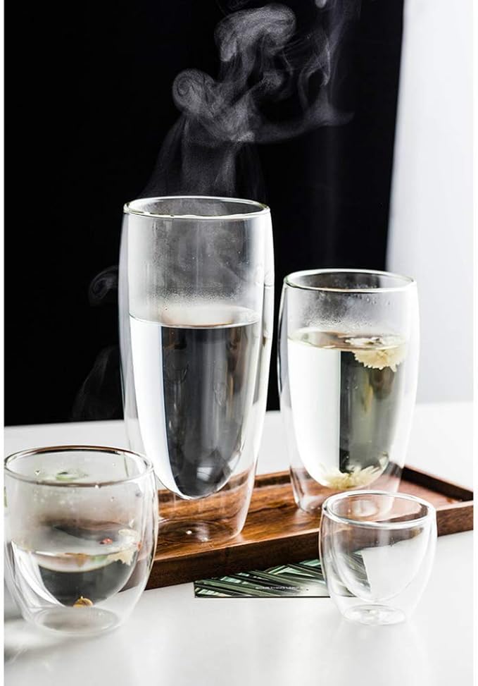 Asng Glass Coffee Mugs, Double Wall Insulated Thermal Cups Drinking Glasses For Tea/Coffee/Latte/Cappucino/Cafe/Milk (650ML/22oz)