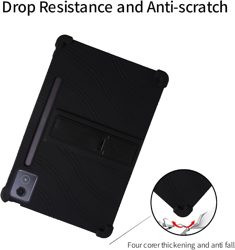 for Lenovo Idea Tab Pro 12.7 inch Tablet CaseBOVUGAC Soft Silicone Adjustable Stand Shockproof Kids Friendly for Lenovo Idea Tab Pro Tablet(Black)
