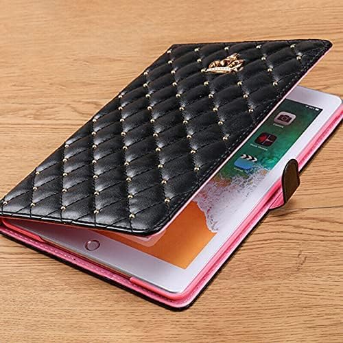 Changjia for iPad 9.7Inch 6th/5th Generation 2018/2017 CaseiPad air 2/Air with Pencil HolderCute Crown Girly Diamond Elegant PU Leather Smart Auto Sleep/Wake Stand Protective Case for iPad 9.7Black