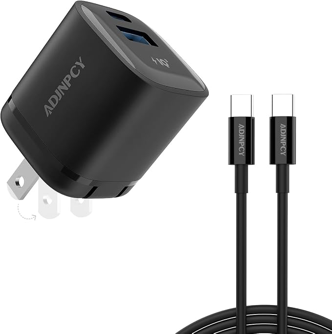 GT II 45W USB-C USB-A Charger Compact and Foldable Supports PPS Fast Charging with USB-C Cable Compatible Galaxy S25/S24/S23/Z FoldiPhone 16/15 SeriesiPad (45W 2Pack Black)