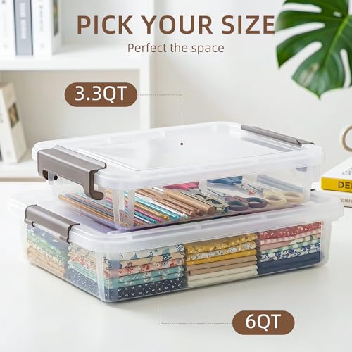 Citylife 3 PCS Plastic Storage Bins with Latching Lids Portable Project Case Clear File Box Stackable Storage Containers for Organizing B5 Paper, Photo, Document, Scrapbook - size: 3.3QT, style: 3 PCS