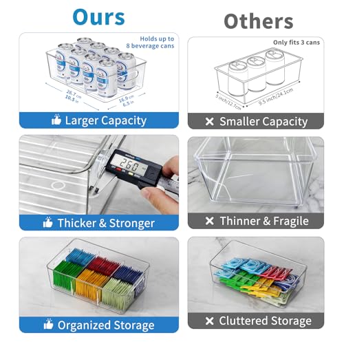 Mpotmiy 6 Pack Pantry Organizers and Storage,Clear Plastic Containers with 2 Dividers for Kitchen,Fridge Organization and Storage,Acrylic Bins for Pounches,Spice Packet,Snack organzier - style: 6pack