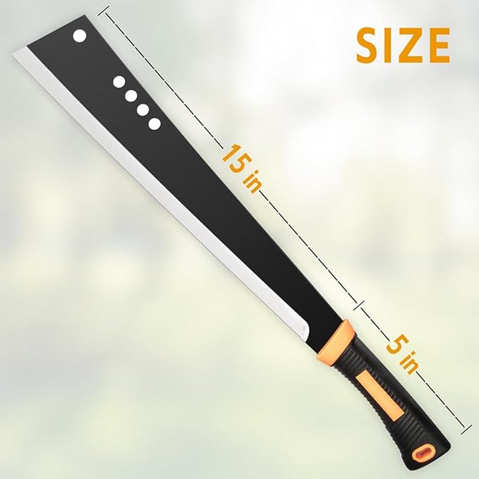 Machete for Yard Work and Cutting Trees Heavy Duty Machetes Brush Clearing Sickle Knife with Cold Steel Blade, Hand Harvest Sickle for Weeding Gardening