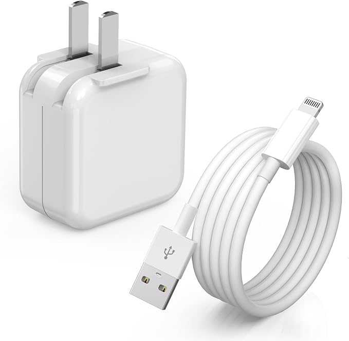 iPad ChargerFast Charge iPhone10FT i-Pad Charging Cord 12W i Pad Charger Fast Charging Block Foldable Portable Travel Plug with Extra Long Lightning Cable Cord Compatible with iPad/iPhone/Airpod