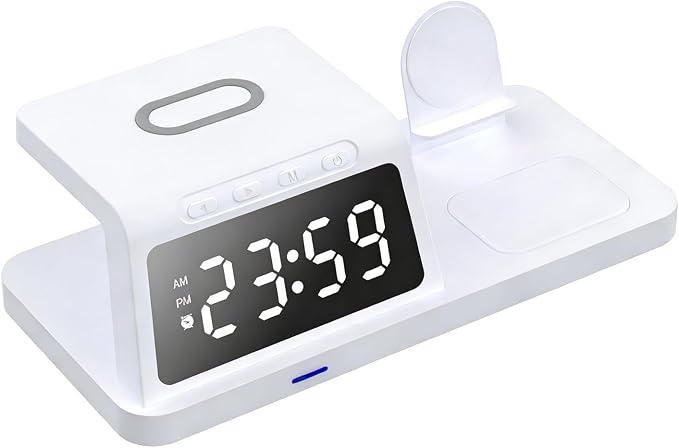 Vikye 3 in 1 Wireless Charging Station Fast Desk Charger 15W for Smartphones Smartwatches and Earphones (HT-506 White)