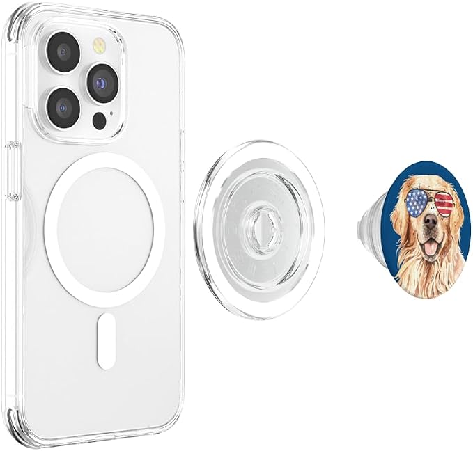 Golden Retriever Dog Face American Flag Sunglasses Patriotic PopSockets Grip and Stand for Phones and Tablets PopSockets Standard PopGrip