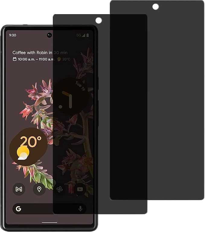 for Google Pixel 6 Privacy Screen Protector[2 Pcs] Anti-spy Anti-Scratch Easy to Install Screen Tempered Glass Protective Film for Google Pixel 6 (Not Support Fingerprint Unlock)
