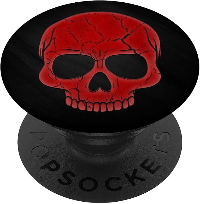 Red Skull face On Black PopSockets Adhesive PopGrip