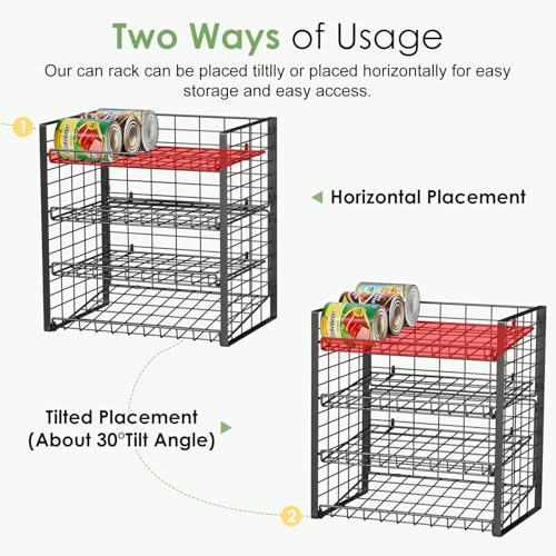 JKsmart 4-Tier Can Rack Organizer for Pantry, Adjustable Can Storage Holder for Various Ounces of Canned food Soda Drinks, Can Dispenser Holds Up to 48 Cans for Cupboard Cabinet - size: 4 Tier - 1Pack