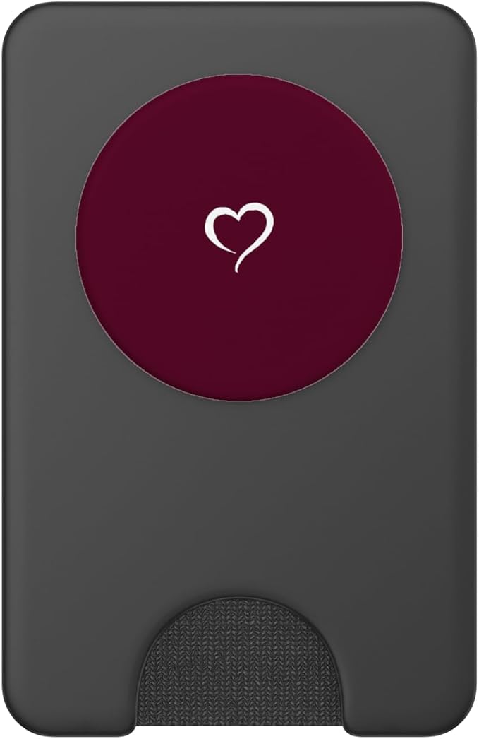 Burgundy Dark Wine Red Hand Drawn Heart Minimalist Love PopSockets Adhesive PopGrip