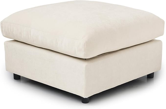 JACH Modern Ottoman Seater for Living Room, Cushion Covers Removable, Minimalist Footstool, Breathable Ottomans for Living Room, Apartment (Beige)