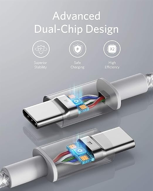 Anker USB C to USB C Cable 100W Fast Charging Cable (2-Pack 10 ft Black) | For iPhone 17 Series MacBook Pro 2020 Pixel and More (Not for Video Output)