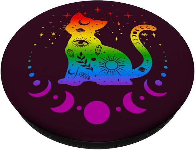 Rainbow Astrology Cat LGBT Gay Pride Flag PopSockets Adhesive PopGrip