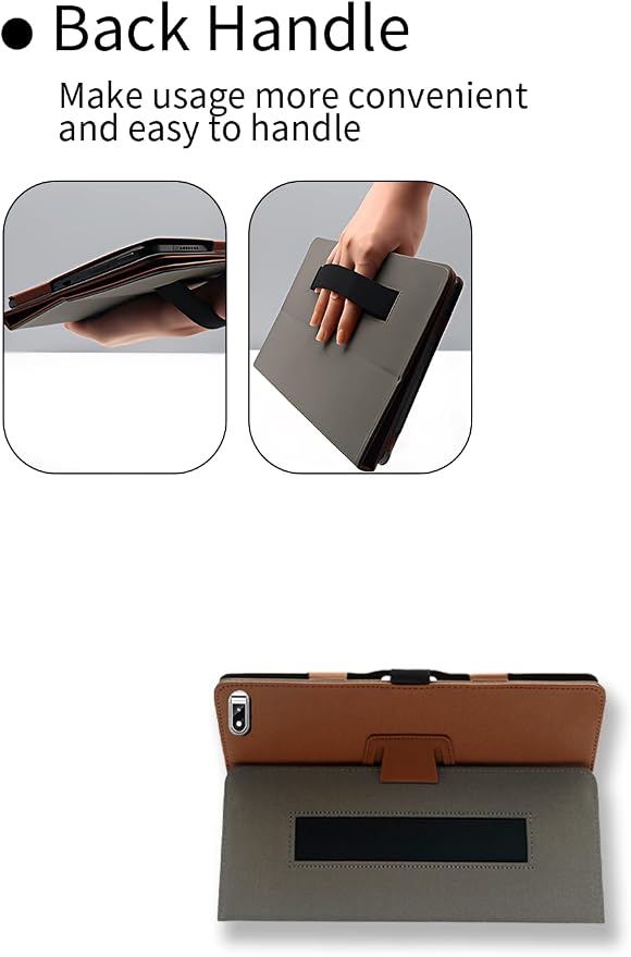 Case for TPZ T10B Android 14 Octa-Core Tablet 10.1 Inch 2024 Upgraded VersionWUNIAK Premium Leather Business Folio Stand Cover with Hand Strap for TabletBlack.