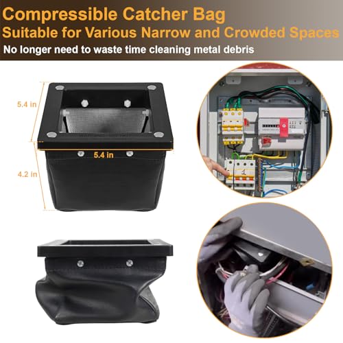 Magnetic Shaving Catcher Dirt Bag, Magnetic Drill Shaving Catcher, Electrical Drill Catcher Dirt Bag for Magnetic Metal Shavings on Electrical Panels
