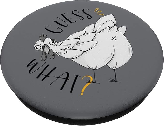 Guess What Chicken Butt Funny Dad Joke Pun Meme Humor Gray PopSockets Swappable PopGrip