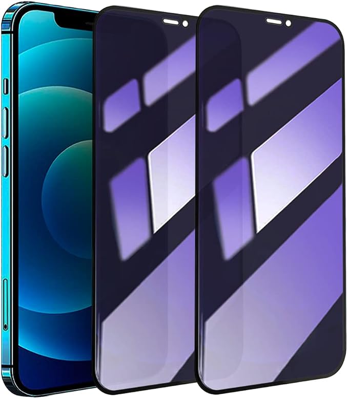 2 Pack Compatible with iPhone 12 Pro Max Privacy Screen Protector Anti-Spy Anti-Blue Light Eye Protection Tempered Glass Film Scratch Resistant Full Coverage Case Friendly