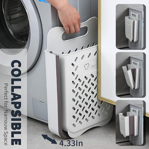 Plastic Foldable Laundry Basket with Handle, 42L Wall Mounted Laundry Hamper Freestanding Dirty Clothes Hamper, Collapsible Laundry Baskets Pop Up Hamper Storage Container for Snacks Dolls - size: XL
