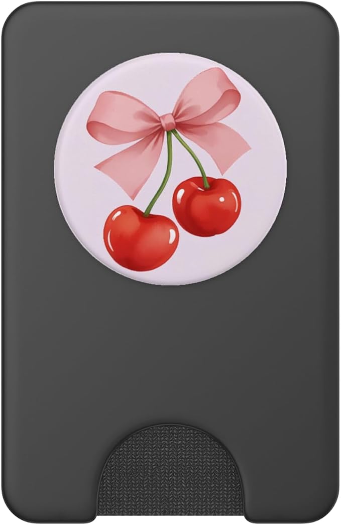 Coquette Cherry and Pink Bow PopSockets PopGrip for MagSafe