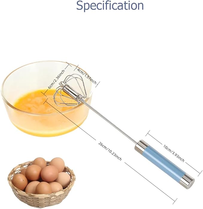 Avykalox 2 Pack Semi Automatic Whisk, Stainless Steel Mini Hand Push Whisks for Cooking, Easy to Use Hand Mixer Egg Beater Wisking Tool for Cooking, Whisking, Beating, Stirring