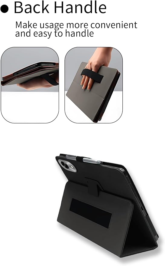 Case for UMIDIGI G9 Tab Tablet 11 Inch Android 14 2024 Upgraded VersionWUNIAK Premium Leather Business Folio Stand Cover with Hand Strap for TableBlack.