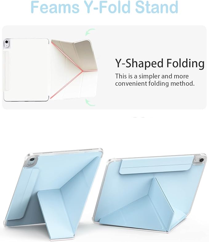 Feams Y Fold Folio for iPad A16 11th Generation Case 11 Inch 2025 iPad 10th Generation Case 10.9 Inch 2022 Y-Shaped Stand Magnetic Attachment Back Cover with Magnetic Clasp &amp Auto Sleep Black
