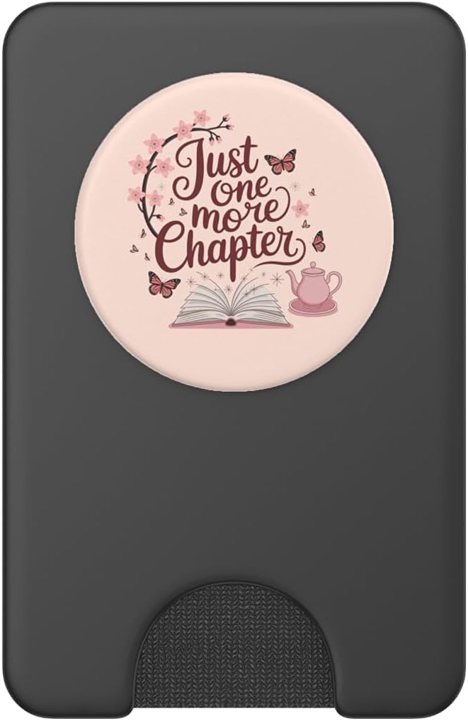 Just One More Chapter Book Lover Bookish Reading Light Pink PopSockets Adhesive PopGrip