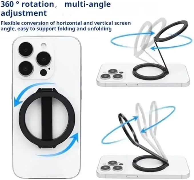 for Magnetic Metal 1Pcs Strong Suction Rotating Double and Sided Sdsorption Alloy Portable Universal Desktop Creative (Silver)