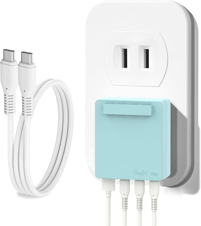 Flat USB Wall PlugTAIFU 65W Flat USB C Slim Wall Charger with 4-Port Charging 3 MacBook Neo simultaneously. Fast Charging Low Profile Block