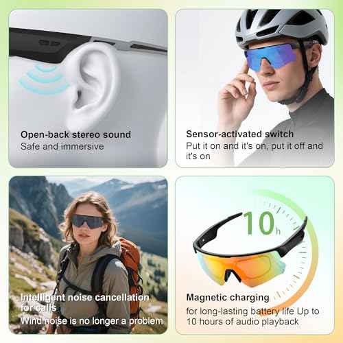 Blackview Polarized Sports Smart Sunglasses for Men and Women, UVProtection, 5.4 Bluetooth Glasses for Cycling Driving