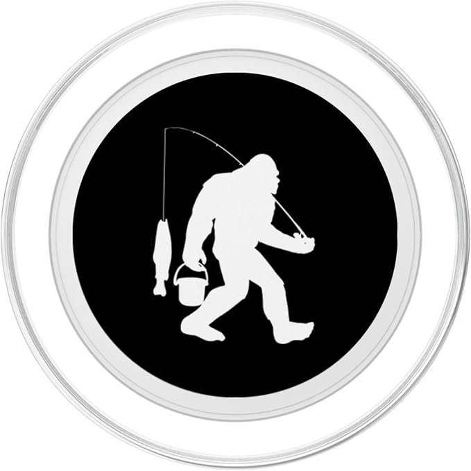 Bigfoot Fishing Funny Sasquatch and Fish PopSockets PopGrip: Swappable Grip for Phones &amp Tablets PopSockets Adhesive PopGrip