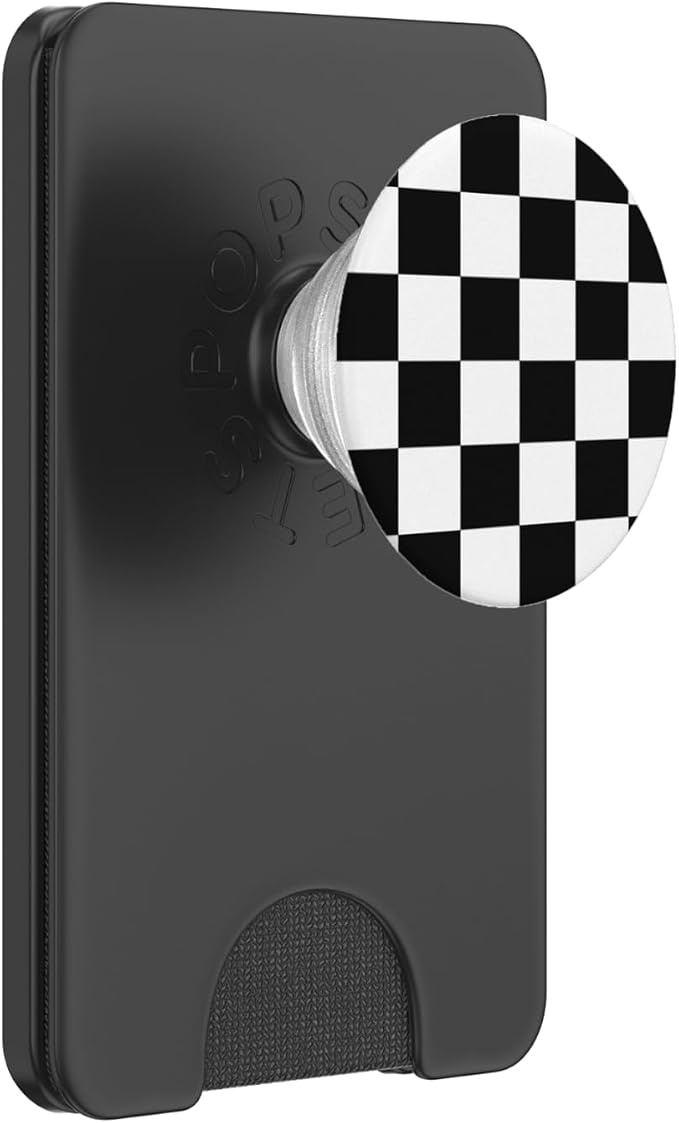 Checkerboard Black and White Print Checkered for Boys Men PopSockets Adhesive PopGrip