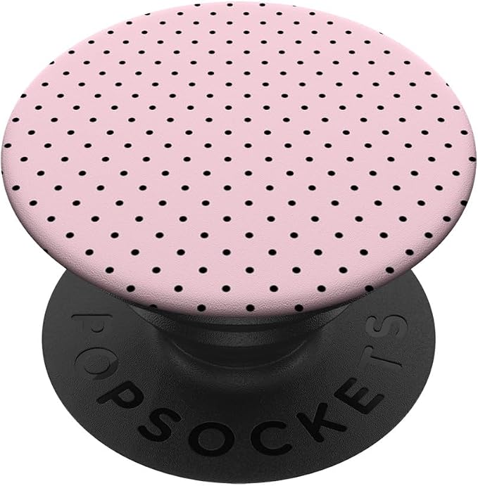 Light Pink And Black Polka Dot Pattern PopSockets Adhesive PopGrip