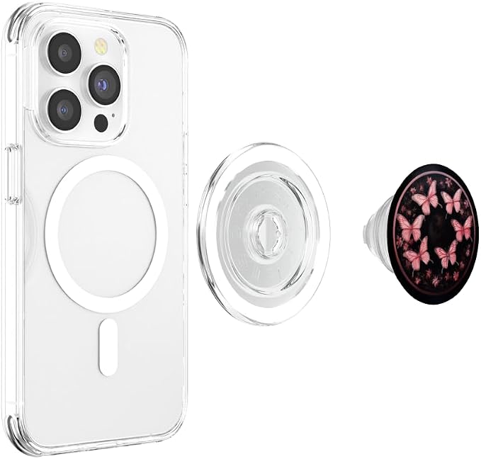Pink Butterflies Pattern Pink Butterfly PopSockets Adhesive PopGrip
