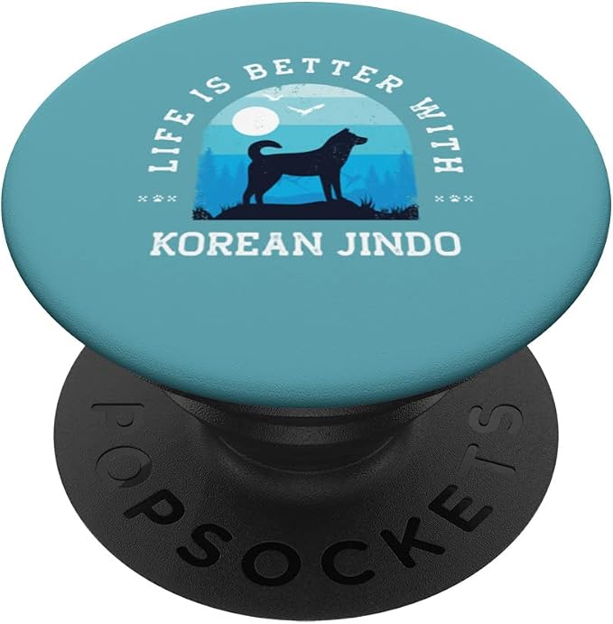 Life Better Korean Jindo Vintage Blue Dog Mom Dad PopSockets Swappable PopGrip