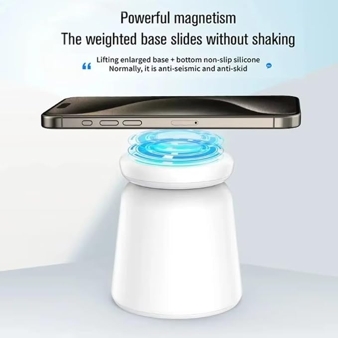 Foldable 3 in 1 Magnetic Wireless Charger Stand for iPhone 17 16 15 14 13 12 Pro Max Airpods IWatch 9 8 7 6 Fast Charging Dock Station (White)