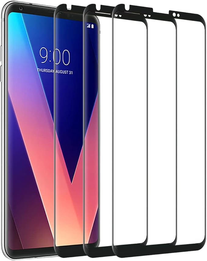 OCESTORE 3 Pack Black Silk Print Screen ProtectorAnti-Scratch 9H Hardness Full Coverage Tempered glass Protector Film for L-G V30 H932 H931 H933 H930K V300K V300L V300S VS996 US998