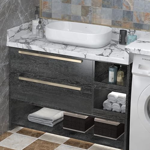 AbaBoorty Black Gray Wood Grain Contact Paper for Cabinets Desk Wood Wallpaper Self Adhesive Peel and Stick Wallpaper Removable Wood Paper Drawer Shelves Kitchen Countertops Cupboards 15.8"x78.8"