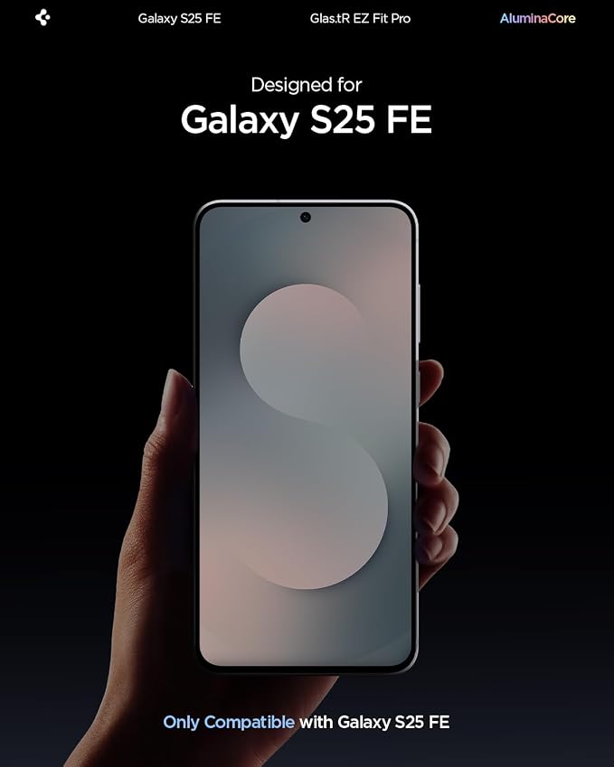 Spigen GlasTR EZ FIT Screen Protector for Galaxy A56 5G / S24 FE / M56 5G | 9H Hardness Tempered Glass Easy Installation Kit Case-Friendly Crystal Clear Touch Responsive Oleophobic Coating